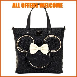 Faux Leather Convertible Backpack Tote Crossbody Bag with 3D Bow